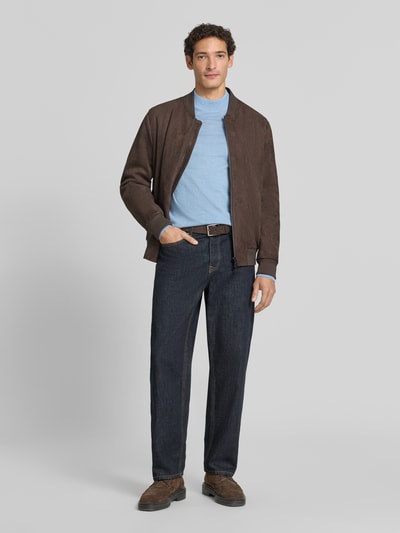 Christian Berg Men Regular Fit Turtleneck aus Woll-Mix Hellblau Melange 1