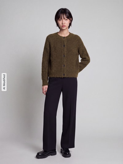 Selected Relaxed Fit Strickjacke aus Woll-Mix Modell 'LULU' Oliv 1