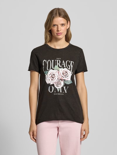 Only Regular fit T-shirt van puur katoen, model 'LUCY' Zwart - 4