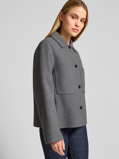 Jake*s Collection Relaxed Fit Jacke mit Lammwoll- und Viskose-Anteil Mittelgrau Melange 3