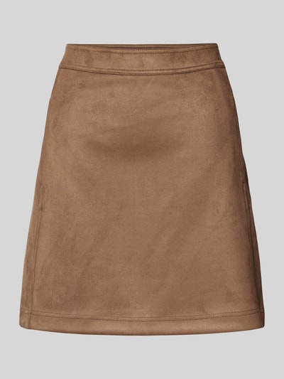 OPUS Minirok in leerlook, model 'Relvina cozy' Middenbruin - 2