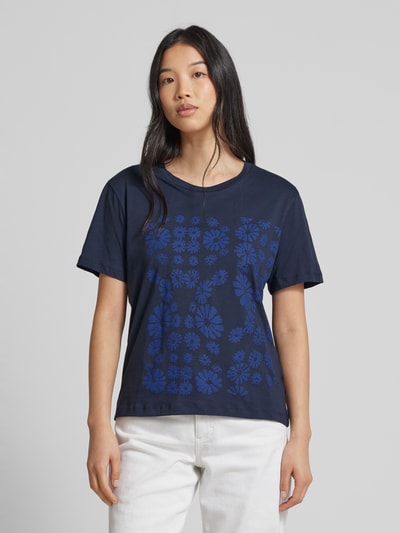 Armedangels T-shirt met bloemmotief, model 'MAARLA FLOWER POWAA' Marineblauw - 4