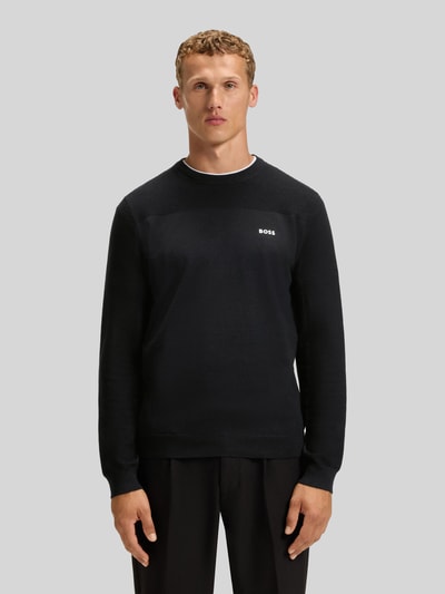 BOSS Green Pullover mit Logo-Schriftzug KN_Momentum-X CN Dunkelblau 4