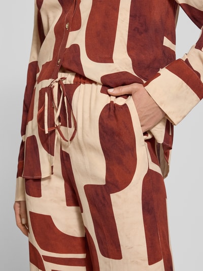 Mango Wide Leg Stoffhose mit Tunnelzug Modell 'PARISI' Rostrot 3