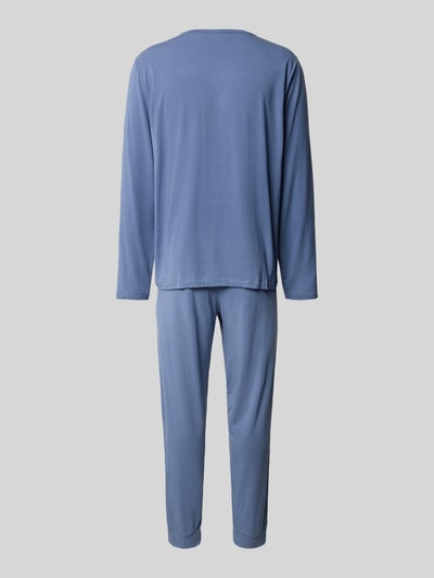 Hanro Pyjama mit geripptem Rundhalsausschnitt Rauchblau 3
