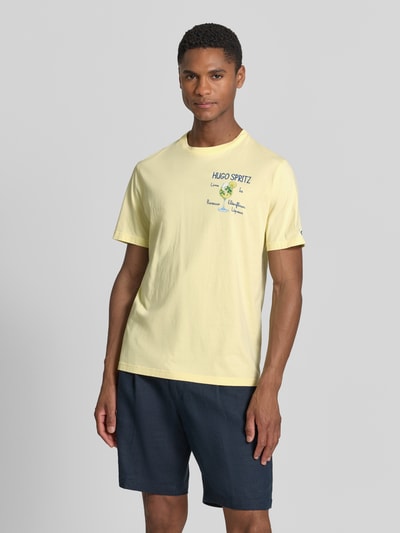 MC2 Saint Barth T-Shirt mit Stitchings Modell 'PORTOFINO' Hellgelb 4