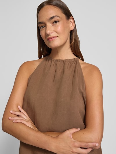 someday. Neckholder-Blusentop aus Viskose-Leinen-Mix Modell 'Zurli' Hellbraun 3