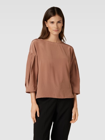 Luisa Cerano Blouse met korte zijsplitten Hazelnootbruin - 4