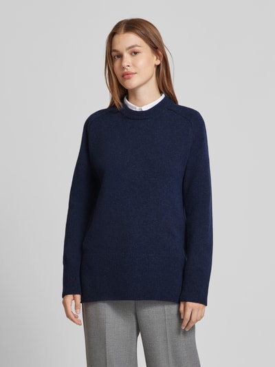 Gant Gebreide pullover met ronde hals, model 'HERRINGBONE' Donkerblauw - 4