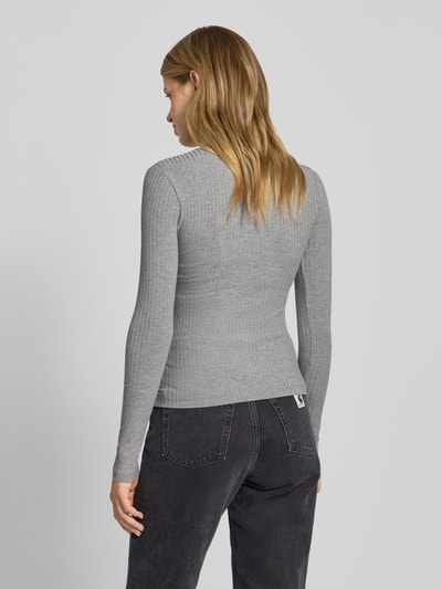 EDITED Bluzka z długim rękawem i okrągłym dekoltem model ‘Ginger’ Średnioszary 5