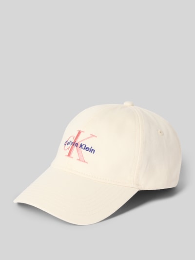 Produktfoto, kremowa Größenverstellbare Cap mit Label-Stitching von CK Calvin Klein, bawełna, usztywniany daszek, logo, regulowana