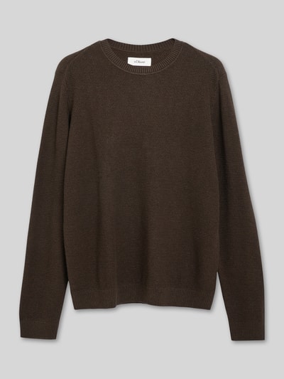 s.Oliver RED LABEL Pullover met structuurbrei-look van pure katoen Middenbruin - 2