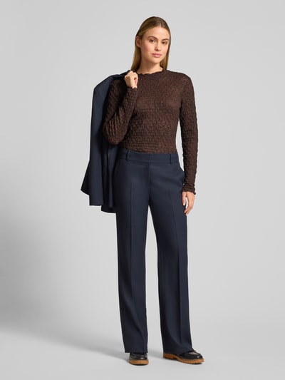 Jake*s Collection Slim Fit Longsleeve in semitransparentem Design Dunkelbraun 1