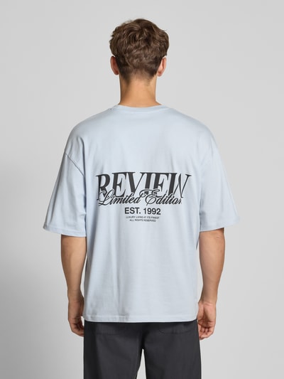 REVIEW T-shirt met extra brede schouders IJsblauw - 5