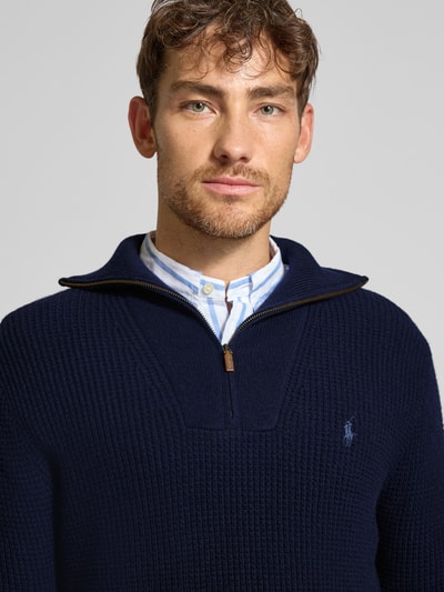 Polo Ralph Lauren Gebreide pullover met schipperskraag en labelstitching Marineblauw - 3