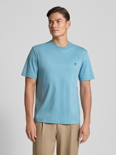 BOSS Regular fit T-shirt van puur katoen, model 'TAUT' Aquablauw - 4
