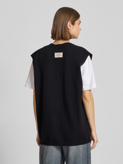 Karo Kauer Kamizelka o kroju oversized z dzianiny z mieszanki wełny z dekoltem w serek Czarny 5