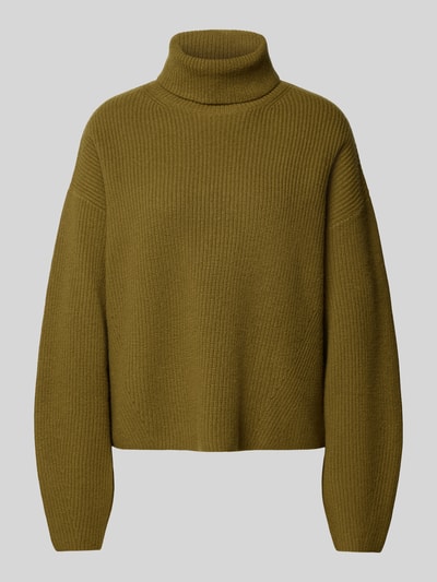 Style Icon Collection Golf z prążkowanym z prążkowanym wzorem z wełny Oliwkowy 2