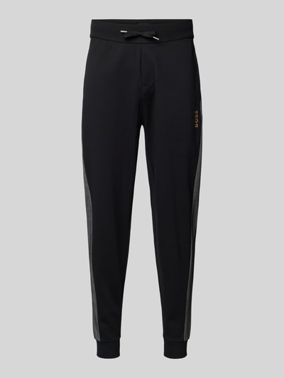 BOSS Relaxed fit sweatpants met labelprint Zwart - 2