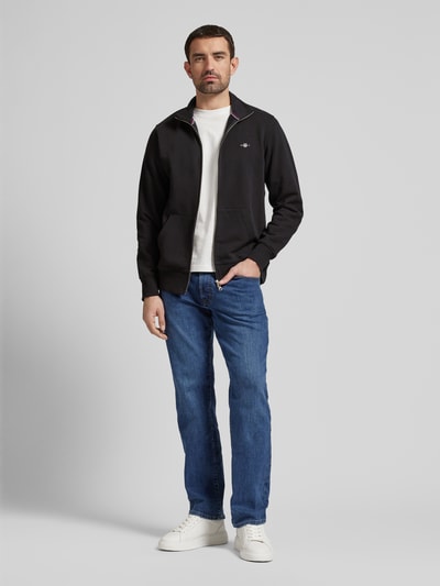 Gant Regular Fit Sweatjacke mit Label-Stitching Black 1