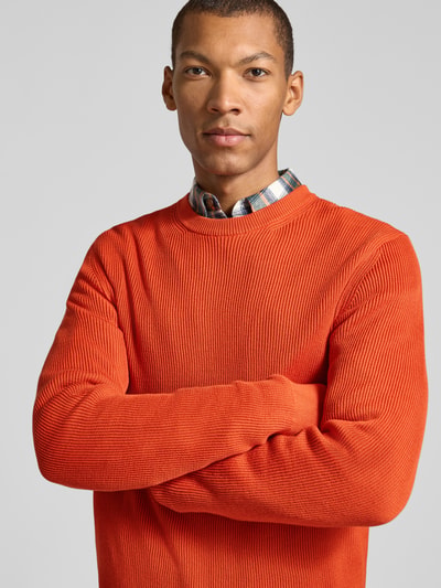 MCNEAL Regular Fit Strickpullover aus Baumwoll-Mix Dunkelorange 3