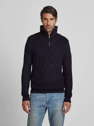 Jack & Jones Premium Gebreide pullover met korte ritssluiting, model 'BLUNORTH' Donkerblauw - 4