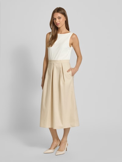 Zero Midikleid aus Viskose-Mix mit Kellerfalten Beige 1
