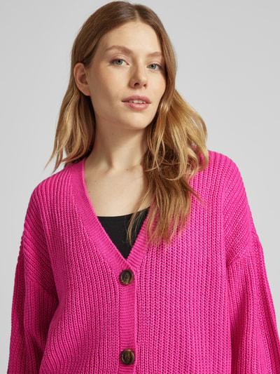 Vero Moda Regular Fit Strickjacke mit Ballonärmeln Modell 'LEA' Pink 3