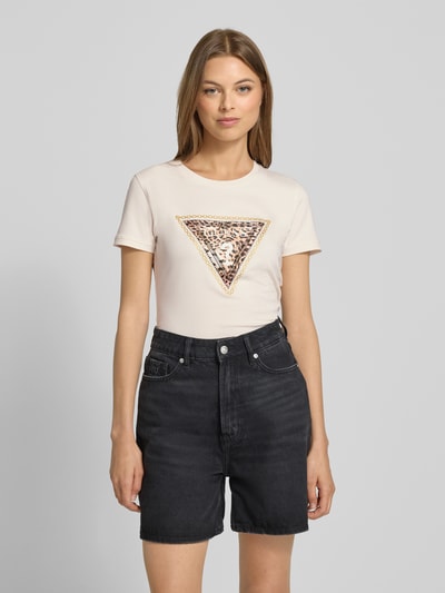 Guess T-Shirt mit Rundhalsausschnitt Ecru 4