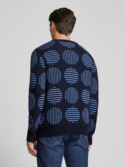 Thinking Mu Gebreide pullover met ronde hals, model 'JAPAN KHEM' Blauw - 5