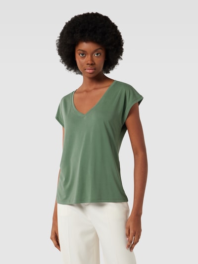 Vero Moda T-shirt met V-hals, model 'FILLI' Rietgroen - 4