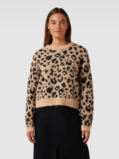 Vero Moda Gebreide pullover in dierenlook, model 'ZELMA' Lichtbruin - 4