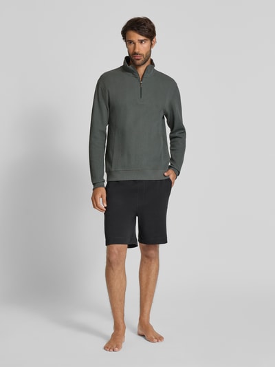 BOSS Regular fit sweatshirt van katoenmix Rietgroen - 1