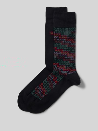 HUGO Skarpety długie z bawełny mieszanej w zestawie 2 szt. Czarny 1