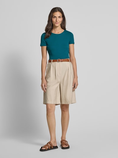 Christian Berg Woman T-shirt met geribde ronde hals Petrol - 1