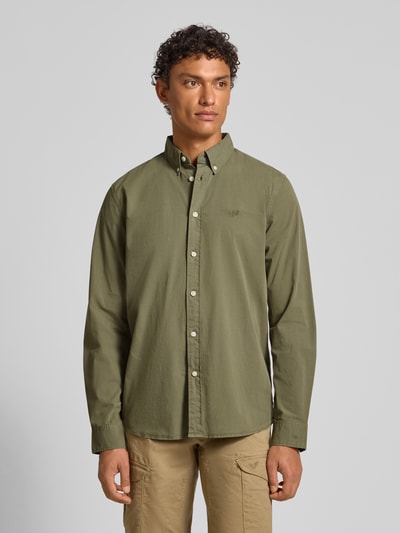 PME Legend Regular fit vrijetijdsoverhemd met button-downkraag Olijfgroen - 4