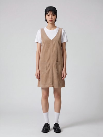 Marc O'Polo DENIM Minikleid aus Cord mit aufgesetzten Taschen Beige 4
