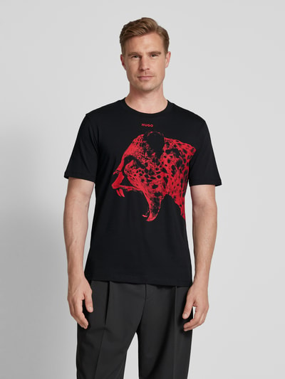 HUGO T-Shirt mit Motiv-Print Modell 'Dikobra' Black 4