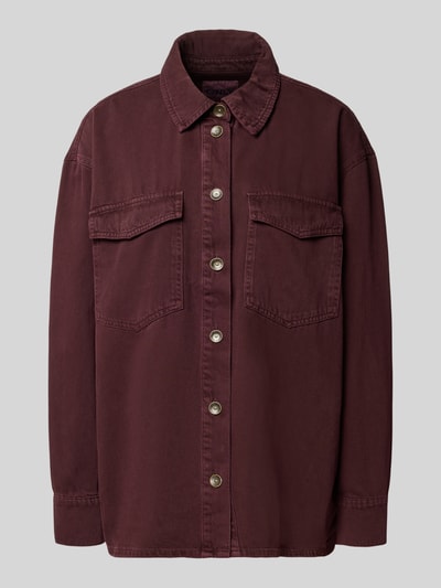 ONLY Koszulka o kroju relaxed fit i oversized z czystej bawełny model 'SILLA' Bordowy 1