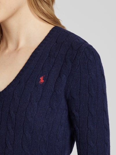 Polo Ralph Lauren Strickpullover aus Wolle-Kaschmir-Mix mit Zopfmuster Marine 3