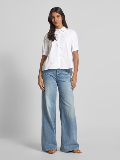 Milano Italy Bluzka koszulowa o kroju regular fit z rękawem o dł. 1/2 Złamany biały 1