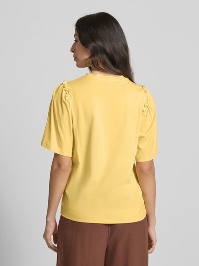 Selected Femme T-shirt z marszczeniami model ‘PENELOPE’ Żółty 5