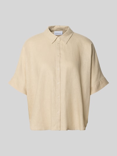 Produktfoto, Leinenbluse mit Hemdblusenkragen von Comma in Beige, Leinen-Mix mit Lyocell-Anteil, Loose-Fit, Knopfleiste, glatte Textur