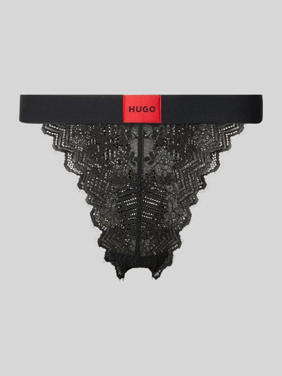 Produktfoto, Slip mit Label Patch Modell 'LACE' von HUGO in Semitransparent-Optik, abstraktes Muster, elastischer Bundabschluss, Spitze.