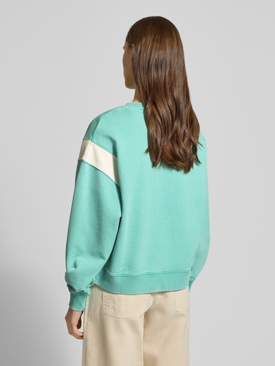 Tommy Jeans Boxy fit sweatshirt van katoenmix model 'VARSITY CREW' Mintgroen - 5