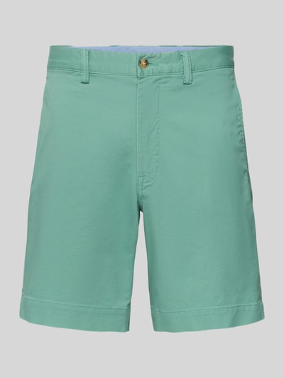 Productfoto, Straight Fit Chinoshorts aus Baumwoll-Mix van Polo Ralph Lauren in effen groen, katoenmix, met riemlussen, knoopsluiting, steekzakken en logodetail