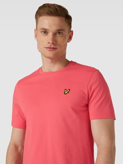 Lyle & Scott T-shirt z naszywką z logo Mocnoróżowy 3