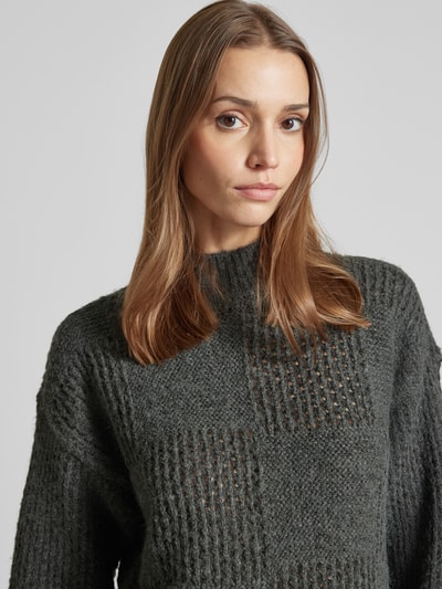 Vero Moda Regular fit gebreide pullover met opstaande kraag, model 'MOON' Middengrijs - 3