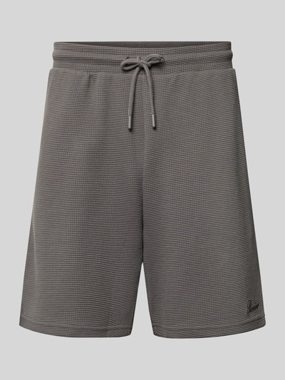Produktfoto, Shorts mit Strukturmuster von REVIEW im Regular Fit aus Baumwoll-Mix, grau, elastischer Bund, feine Textur, frontal