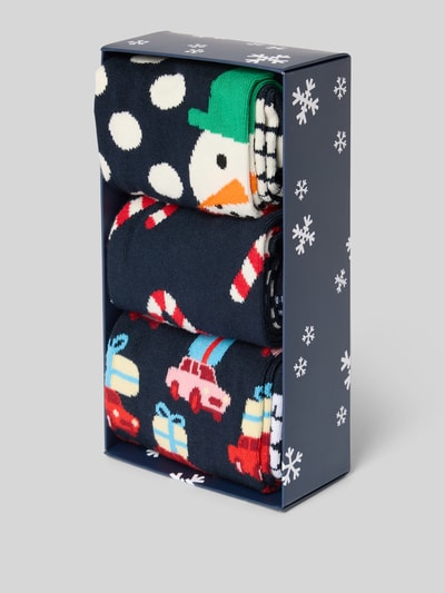 Happy Socks Sokken in een set van 3 paar, model 'Holiday Navy Gift Set' Donkerblauw - 4